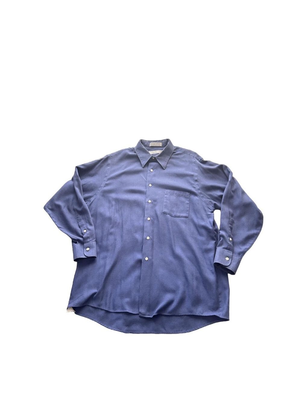 Geoffrey Beene Blue Wrinkle-Free Dress Shirt 17 34/35 Button Front